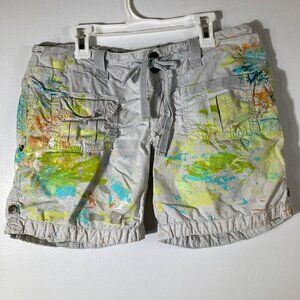 Womens American Eagle Utility Shorts Paint‎ Thrashed Cotton Tan S